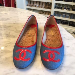 Chanel Jean and Orange Ballet Flats 39